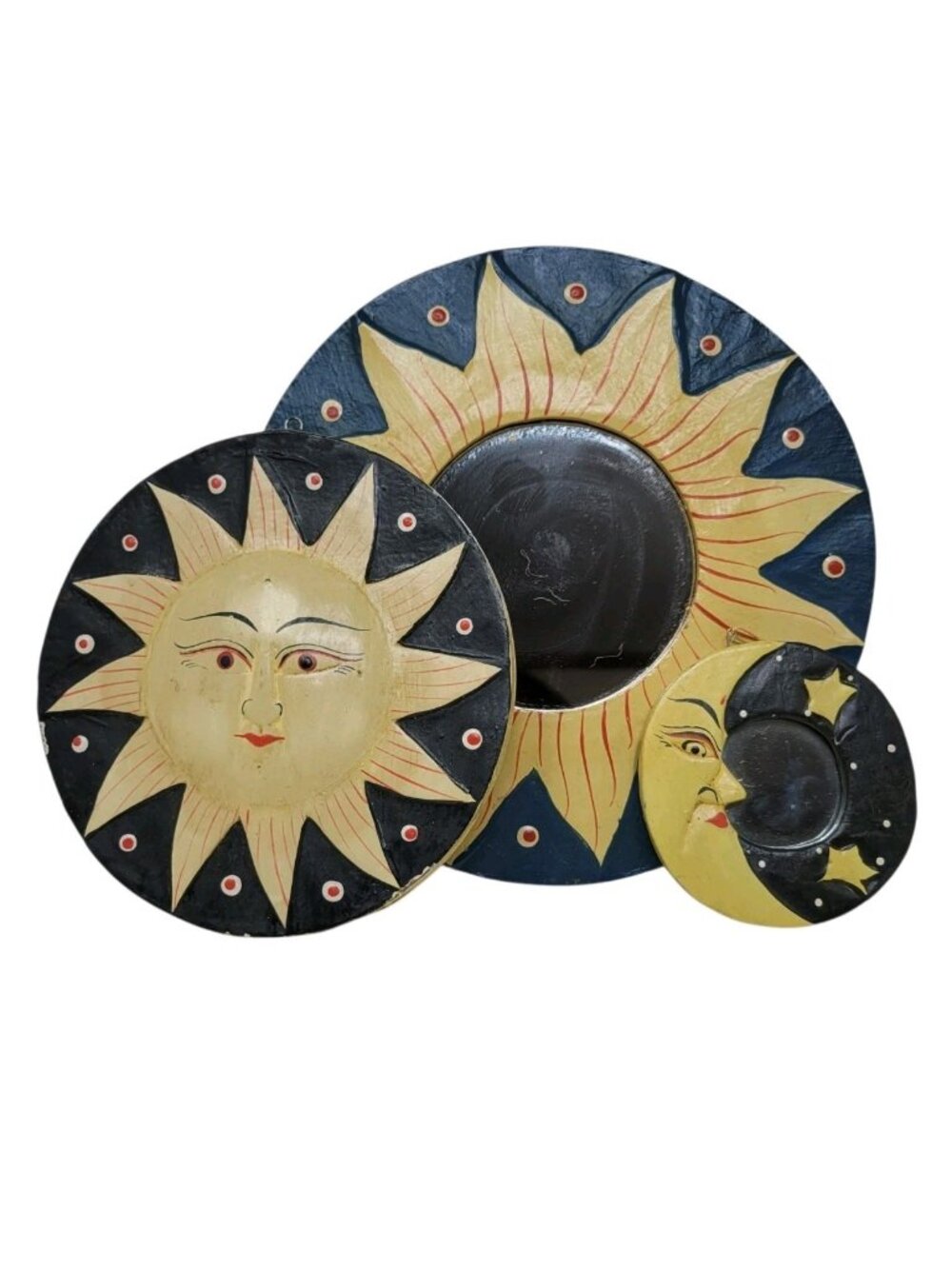 Vintage 90s Celestial Moon Sun Stars Whimsy Mirror Medallion Decor Lot Of 3